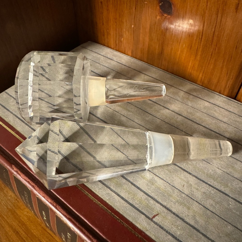 Oleg Cassini Crystal Bottle Stoppers- set of 2- Signed